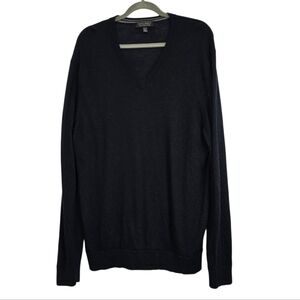 Banana Republic Black Merino Wool V-Neck Sweater Men’s XXL Luxury Knit Classic M